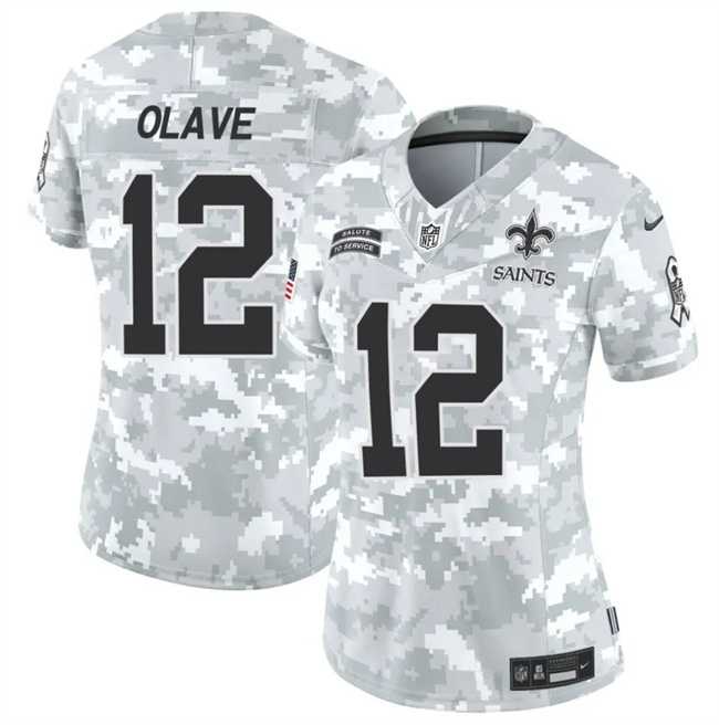 Womens New Orleans Saints #12 Chris Olave 2024 F.U.S.E Arctic Camo Salute To Service Limited Stitched Jersey Dzhi